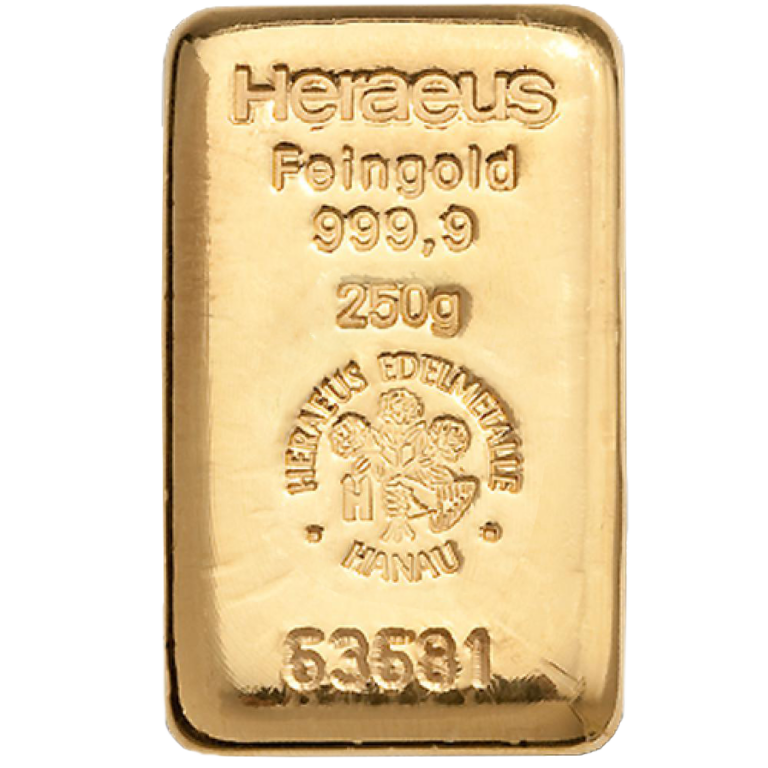 Goldbarren 250 Gramm gegossen