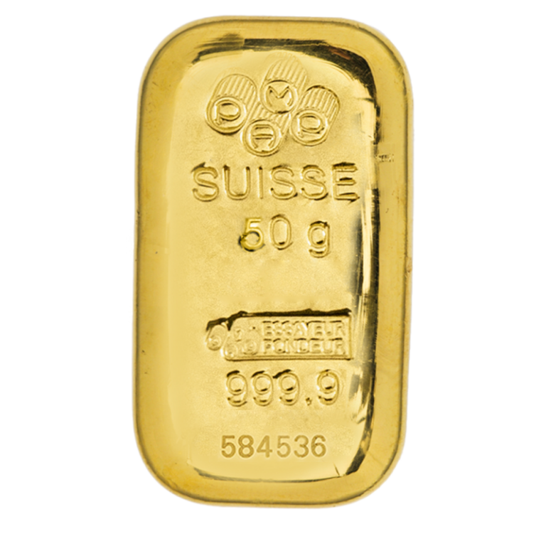 Goldbarren 50 Gramm gegossen