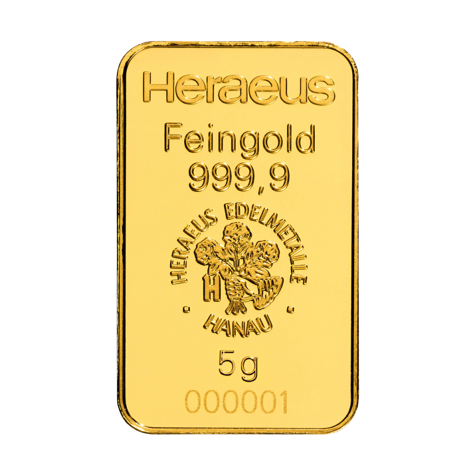 Goldbarren 5 Gramm geprägt